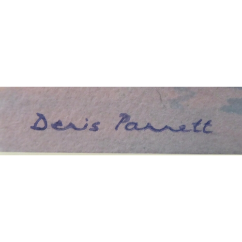 300 - Three dissimilar works by Denis Pannett: to include a locomotive  watercolour  bears a sig... 