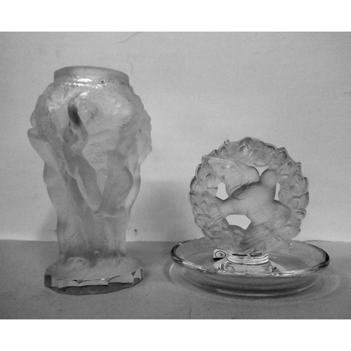 310 - A Desna clear and frosted glass vase, decorated with nudes  4.5