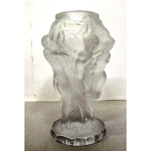 310 - A Desna clear and frosted glass vase, decorated with nudes  4.5