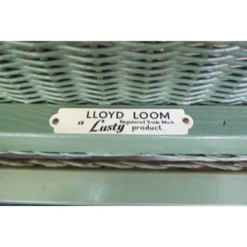 311 - Small Lloyd Loom Furniture: to include a kidney shaped, white painted linen bin with a hinged lid  2... 