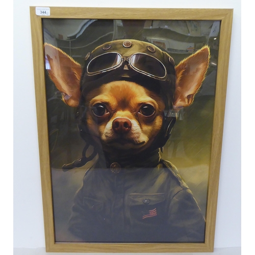 344 - A dog wearing pilots costume  print  28