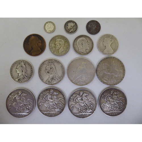 38 - Miscellaneous coins: to include a series of four Victorian silver crowns