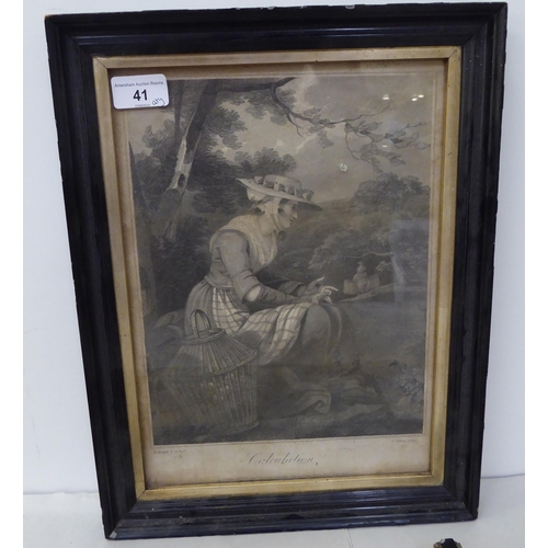 41 - Framed pictures: to include a 19thC steel engraving 'Calculation'  12