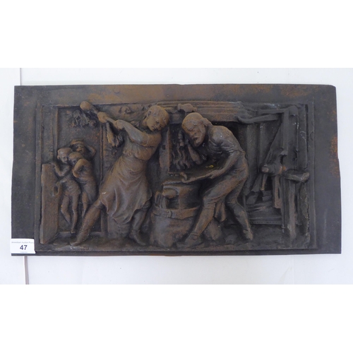 47 - A Coalbrookdale cast iron plaque, after B.Cresswell, depicting workers in a forge  10