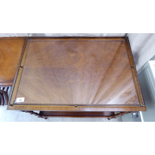 60 - A Re-Furn Heldense Edwardian style mahogany finished serving table with a galleried and string inlai... 