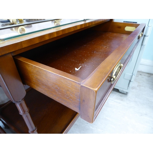 60 - A Re-Furn Heldense Edwardian style mahogany finished serving table with a galleried and string inlai... 