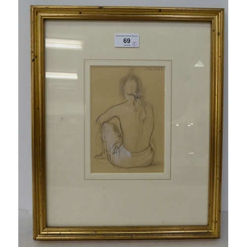 69 - John Ward - a female nude study  pencil & body colour  bears a signature  6.5