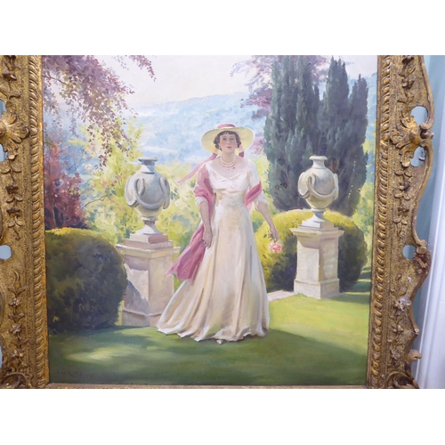 72 - W Beranken - 'Mrs Stuart Black at Claverton Manor, Bath'  oil on canvas  bears a signature & dat... 