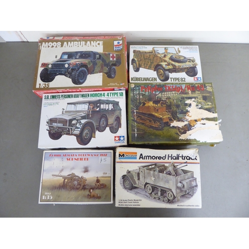 82 - 1/35 scale model kits: to include by Revell, a Fordson WOT6; and a Sd.Kfz.232 Schwerer Panzerapahwag... 