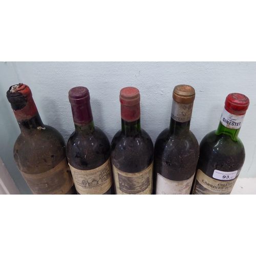 93 - Five bottles of wine: to include a 1933 Chateau Lafite