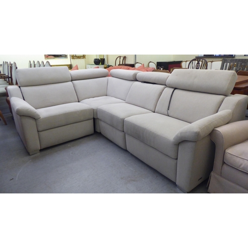 328 - A modern Granfort grey fabric upholstered L-shape four person corner settee unit