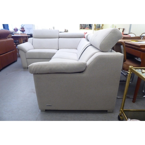 328 - A modern Granfort grey fabric upholstered L-shape four person corner settee unit