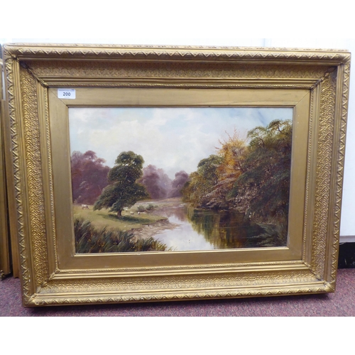 150 - Clifford Roberts - a riverscape with grazing sheep in a woodland setting  oil on canvas  bears a sig... 