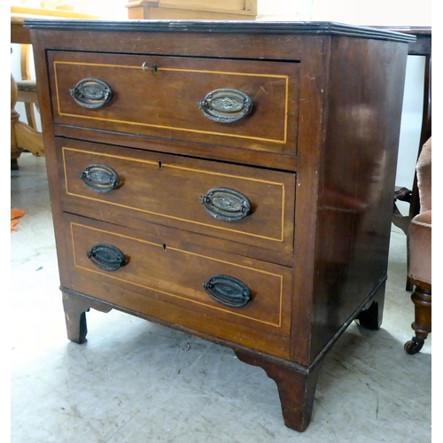 118 - Five items of mainly Edwardian period furniture: to include a string inlaid, mahogany three drawer d... 