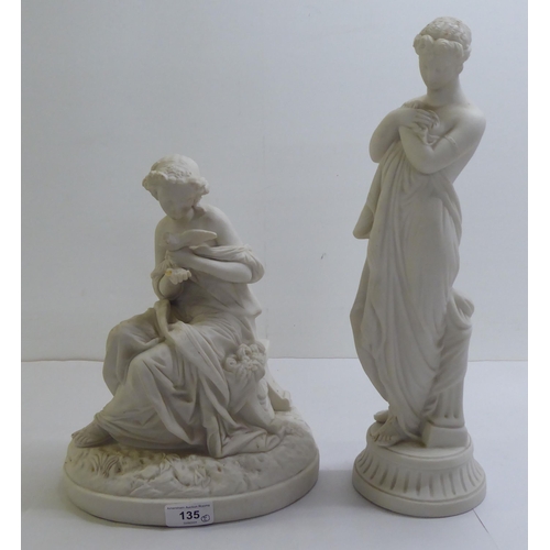 135 - Two late 19thC Parianware scantily clad female figures  12