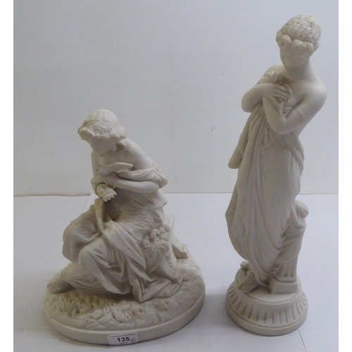 135 - Two late 19thC Parianware scantily clad female figures  12