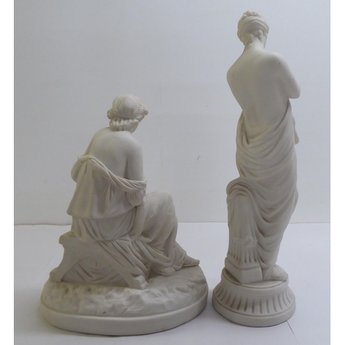 135 - Two late 19thC Parianware scantily clad female figures  12