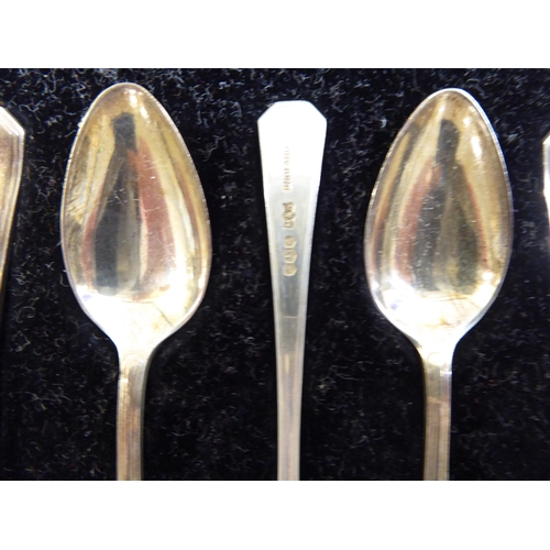 136 - Two sets of six silver teaspoons  mixed marks  cased