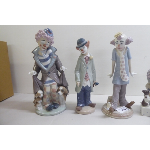 138 - Seven Lladro porcelain clown figures, one playing a violin  9