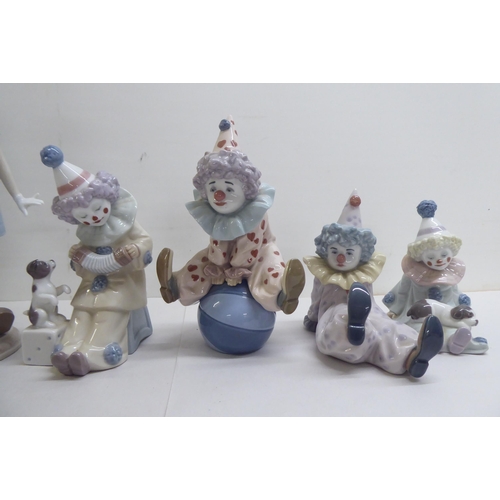 138 - Seven Lladro porcelain clown figures, one playing a violin  9