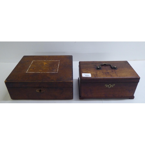 153 - 19thC and later wooden collectables: to include a George III mahogany tea casket  5