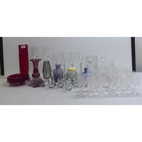 156 - Glassware, both decorative and functional: to include Edwardian sherries and pedestal wines