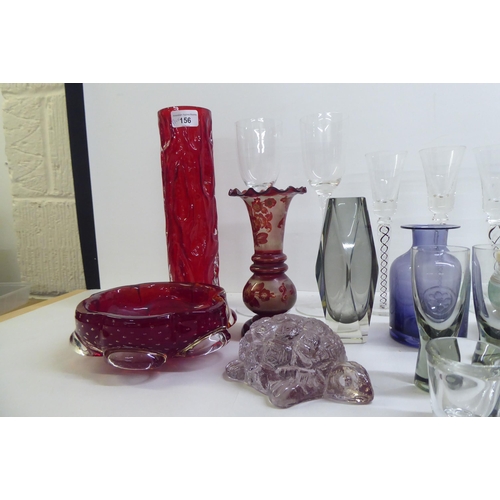 156 - Glassware, both decorative and functional: to include Edwardian sherries and pedestal wines