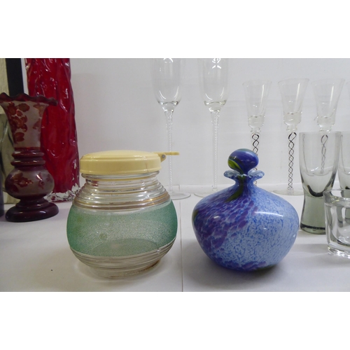 156 - Glassware, both decorative and functional: to include Edwardian sherries and pedestal wines