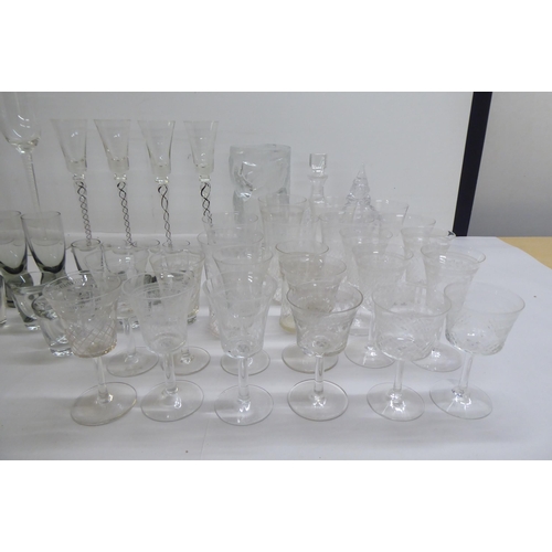 156 - Glassware, both decorative and functional: to include Edwardian sherries and pedestal wines