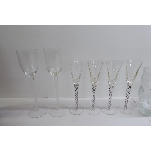 156 - Glassware, both decorative and functional: to include Edwardian sherries and pedestal wines