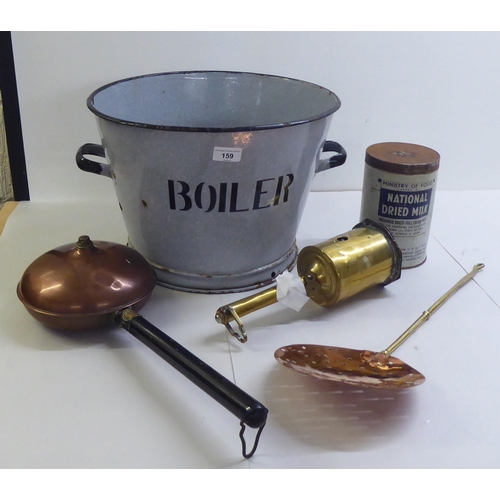 159 - 20thC household bygones: to include a tinplate boiler room bucket