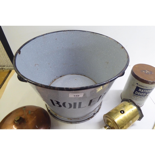 159 - 20thC household bygones: to include a tinplate boiler room bucket