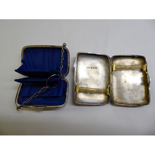 16 - Silver collectables: to include a purse; and a cigarette case  mixed marks