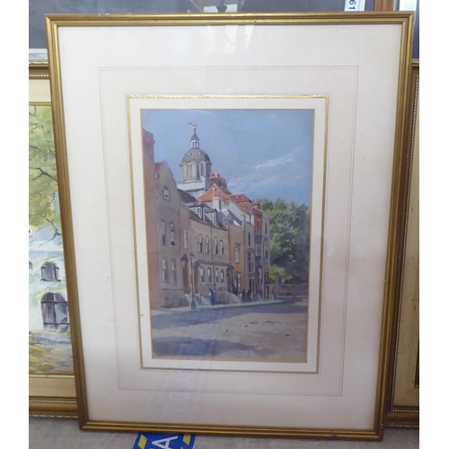 161 - Framed pictures and prints: to include two works by Raetitral - two views of grand houses  oil ... 