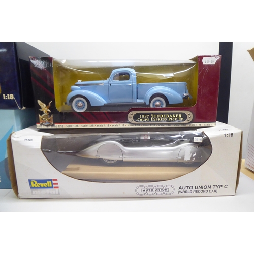 163 - Diecast model vehicles: to include a Revell 'Auto Union Typ C (World Record Car); and a '1939 Horch ... 