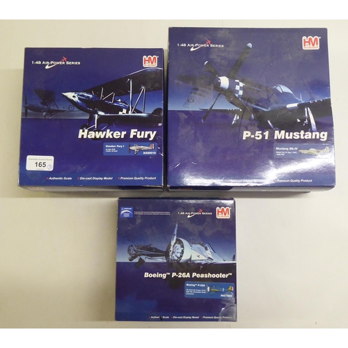 165 - 1/48 scale diecast models by Hobby Master from the Air Power Series, viz. a 'Hawker Fury'; a 'P51 Mu... 