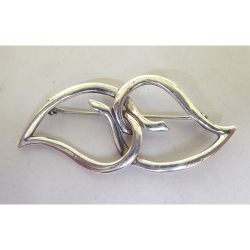 193 - A Tiffany silver double heart design brooch  stamped 925