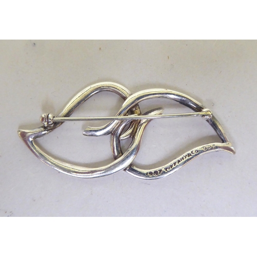 193 - A Tiffany silver double heart design brooch  stamped 925