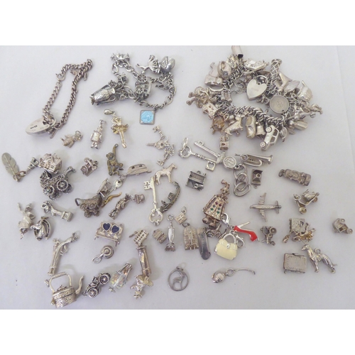 196 - Silver and white metal charms and bracelets  various designs