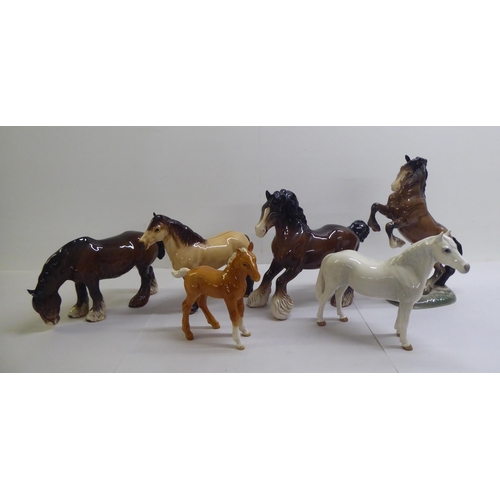 22 - Six Beswick pottery model horses: to include a Shire  8.5