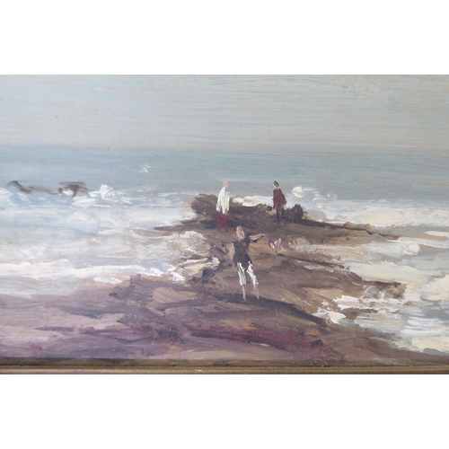 227 - Edward Dawson - 'Rocks at Cromer'  oil on board  bears a signature  6