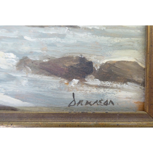 227 - Edward Dawson - 'Rocks at Cromer'  oil on board  bears a signature  6