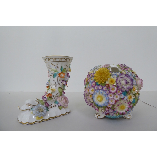 231 - Coalbrookdale by Coalport china: to include a spherical vase, encrusted with flora  6