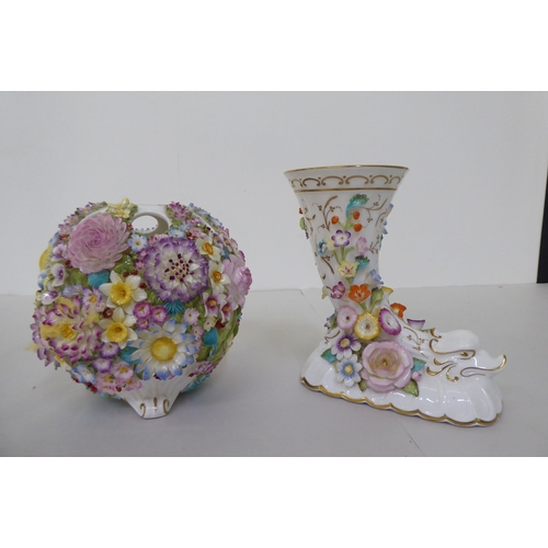 231 - Coalbrookdale by Coalport china: to include a spherical vase, encrusted with flora  6