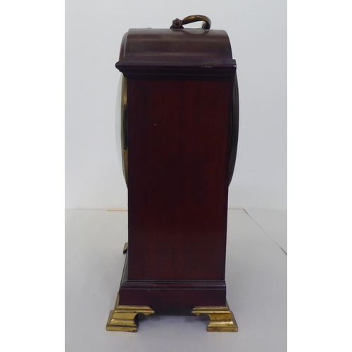 232 - An Edwardian Mappin & Webb satinwood inlaid, mahogany cased mantel clock; the 8 day movement fac... 