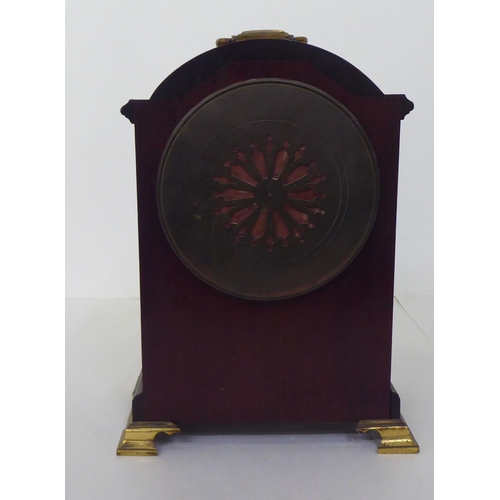 232 - An Edwardian Mappin & Webb satinwood inlaid, mahogany cased mantel clock; the 8 day movement fac... 