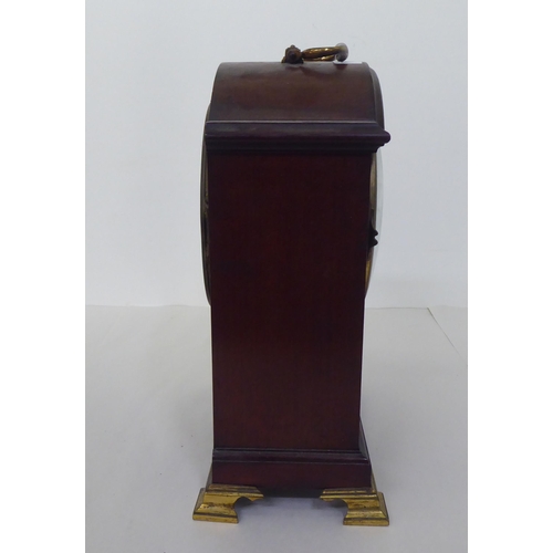 232 - An Edwardian Mappin & Webb satinwood inlaid, mahogany cased mantel clock; the 8 day movement fac... 