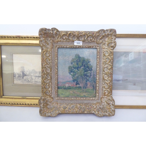 237 - Pictures: to include Caroline Armington - a garden study  oil on board  bears a signature&... 