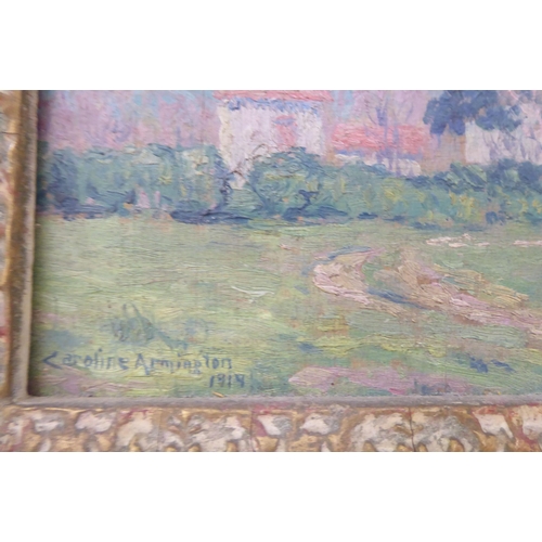 237 - Pictures: to include Caroline Armington - a garden study  oil on board  bears a signature&... 