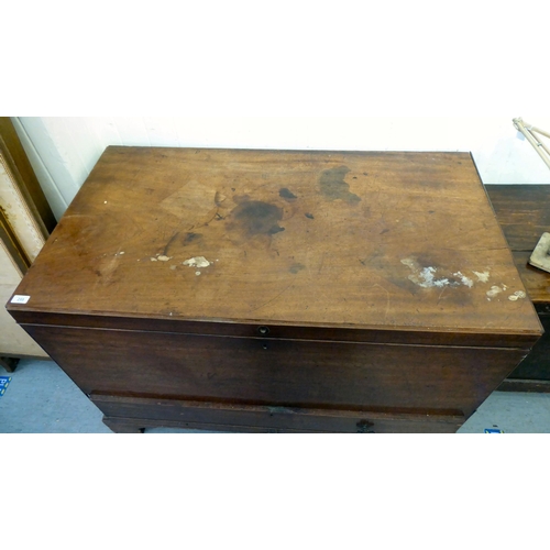 255 - An early 19thC oak mule chest, raised on bracket feet  34